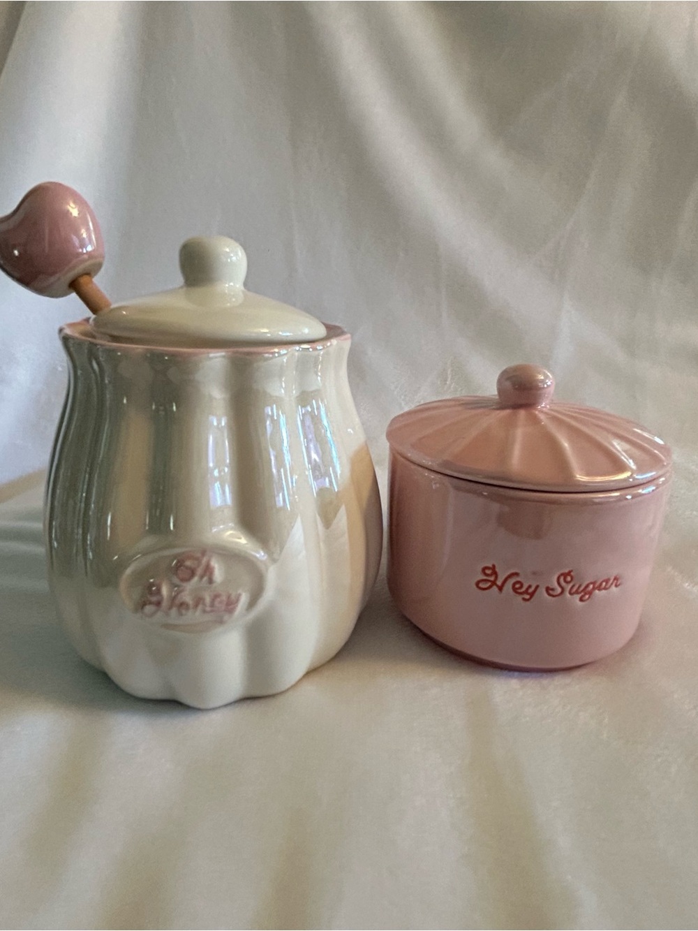 Honey & Sugar Ceramic Set in Pink and Cream